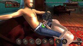 emo whores in 3some anime game, blowjob and fucking to cumshot