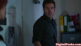 Blonde with big tits gets her throat slammed hard