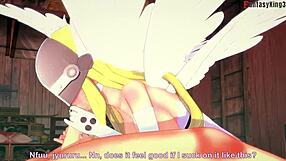 Angelwomon evolving to fuck 3 digimon in full fantasyking3 hentai.