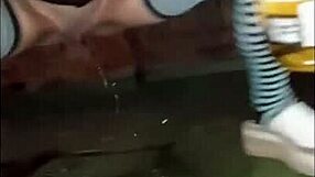 Crossdresser Dominates Small Woman with Fierce Action in Garden