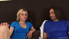 Slutty Blonde Girlfriend Deepthroats Boyfriend's Dick