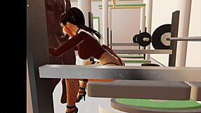 bent over anal doggystyle in gym with big cock