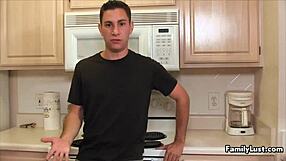 young guy interacts with mature woman in a personal way