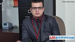 queer hardcore threesome with white hunks at the office