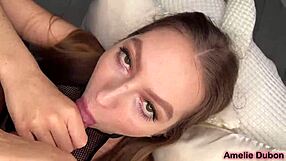 Amelie Dubon's homemade blowjob ends with cum in mouth