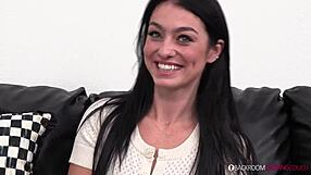 Blue-eyed bombshell swallows creampie after rough anal!