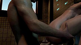 Teen bathroom slut loves tight ass fucked while pissing.