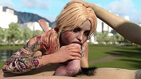 Feeling The Intensity As Harley Quinn Deepthroats Huge White Dick Passionately.