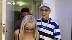 Blonde skinny gay guy shows off big black monster cock until you cum