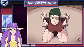 in avatar trainer part 23, a guard gives a blowjob.