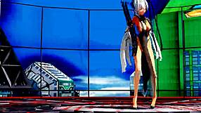 beautiful half-naked whore dances with exposed pussy in anime hentai