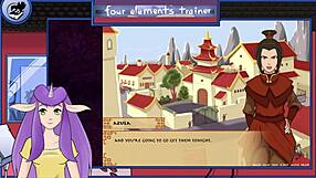 in avatar trainer part 23, a guard gives a blowjob.