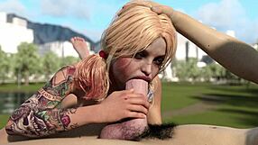 Feeling The Intensity As Harley Quinn Deepthroats Huge White Dick Passionately.