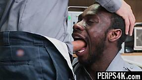 Gay officer pounds twink bareback as harsh punishment for stealing at work