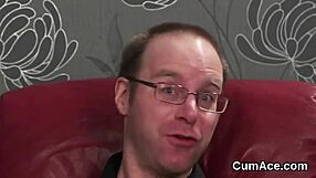 slutty centerfold gets cum shot on her face swallowing all the juice