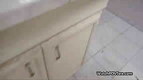 Interracial teen dildo fuck in locker room