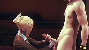 shingeki no kyojin hentai - annie leonhart handjob and blowjob - japanese asian manga anime game porn