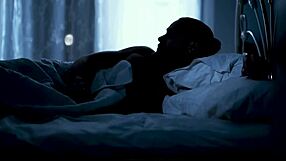 in sensual moments, she bends over in lingerie for doggystyle oral and masturbation, watched by voyeur