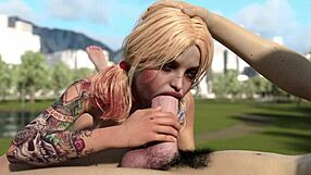 Feeling The Intensity As Harley Quinn Deepthroats Huge White Dick Passionately.