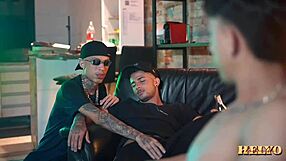 Teen Gay Group Action with Twins and Buddy Showing Off Three Hard Cocks