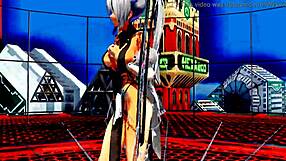 beautiful half-naked whore dances with exposed pussy in anime hentai