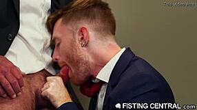 Fistingcentral - mature boss catches employee jerking in bathroom, tension builds with every move