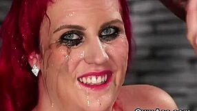 Flirty beauty SUCKS and HANDJOBS in BLOWBANG, getting FACIAL BUKKAKE CUMSHOTS POV.