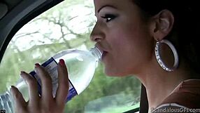 Hot babe rubbing cock while guy drives, caught on hidden cam