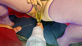 Kinky amateurs get wild with cum and piss play up close