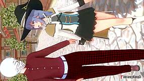 Eris spies on Roxy getting pounded and feels the heat. Catch the full Mushoku Tensei on Sheer FantasyKing3!