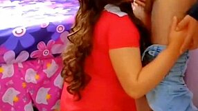 My cute Latina teen stepdaughter caught us and now begs for her first hard pounding