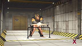 Sci-Fi Bdsm Bunker Sexy Young Blonde Cuffed Big Tits Anal