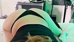 Watch this horny babe suck cock and get bent over