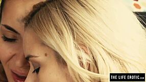 These two skinny lesbians are giving each other massive orgasms in a hot muff diving session