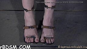 Beauty Tied Upside Down Endures Rough Snatch Thrashing