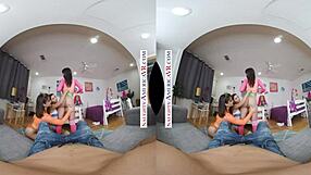 Naughty America VR Fun with Brooklyn Gray, Gianna Dior, and Liv Wild in Dorm Room.