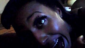 Ebony sucks big black cock intensely
