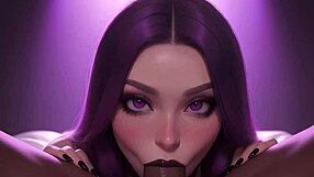 गॉथिक क्यूट लड़की को बीबीसी पसंद, पीओवी कम-फिल्ड 3डी कार्टून एक्शन में