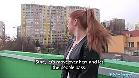 public agent spots innocent ginger girl, fucks her over car bonnet