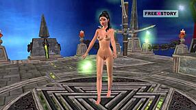 cute indian girl in 3d cartoon giving sexy poses and masturbating with banana