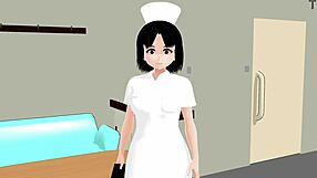 mia perverted nurse plays doctor with anime girl