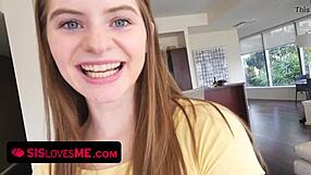 Stepsister's Mouth Filled With Big Cock Cum