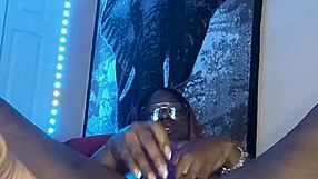 in this gay ebony scene, a guy with big ass and natural tits enjoys double penetration and wet fingering while masturbating solo