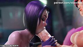 Futa Starfire dominates Raven in intense 3D animated hentai action
