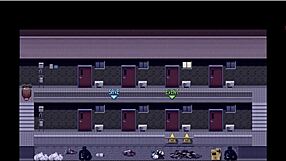 secretly pleasuring in the hallway