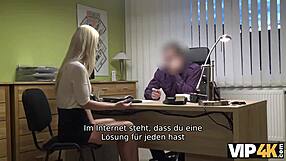 Blonde Nathaly Teges Solves Problems by Spreading Wide