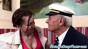 Euro teen gets drilled by a retired naval officer in his office after hours. Costumes add to the wild encounter.