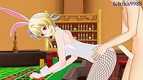 Paimon, Lumine, Aether in Intense Genshin Impact Hentai Sex Scene