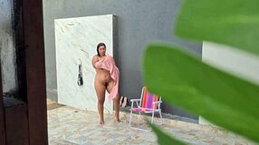 i caught my hot neighbor showering in the backyard after beach