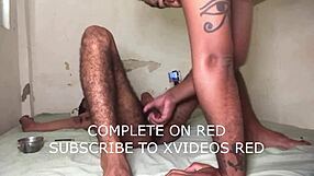 Hot Brazilian couple shares intense blowjob on living room bed